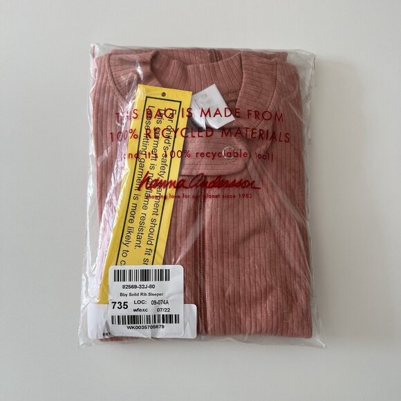 Hanna Andersson Baby Girl 2-Way Zip Sleeper Rose Pink 18-24 Months Rib Knit - Picture 2 of 3
